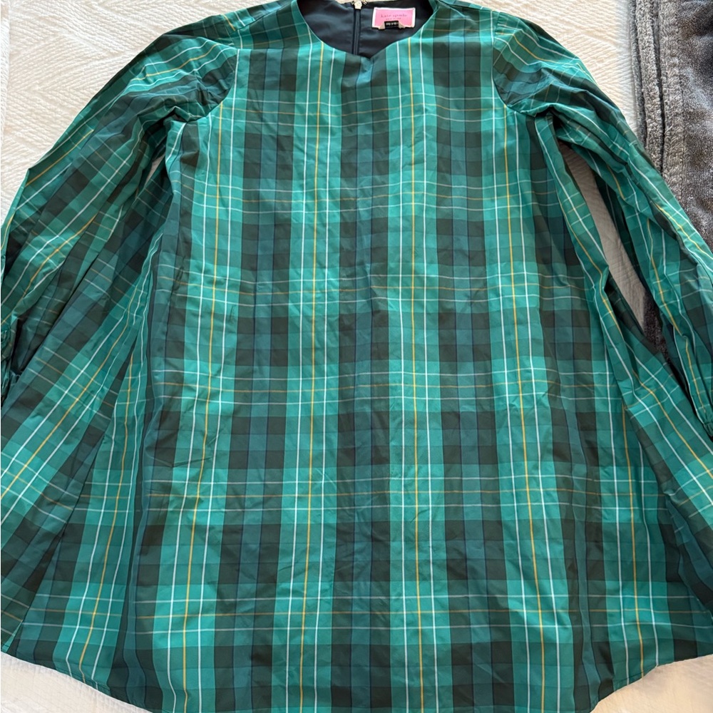 Kate Spade Teal Plaid Long Sleeve Dress - Picture 3 of 3